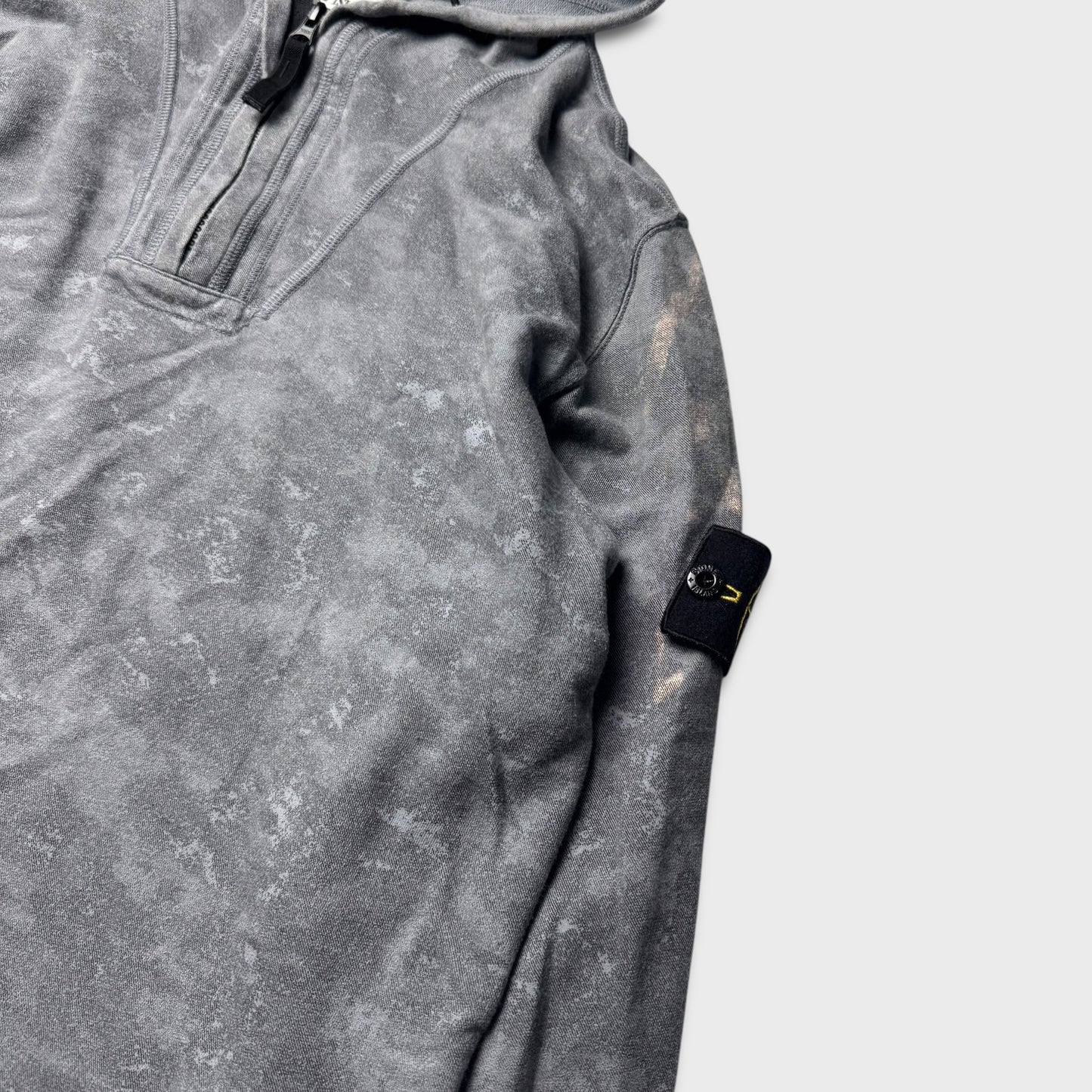 Stone Island Grey Camo 1/4 Zip Hoodie L