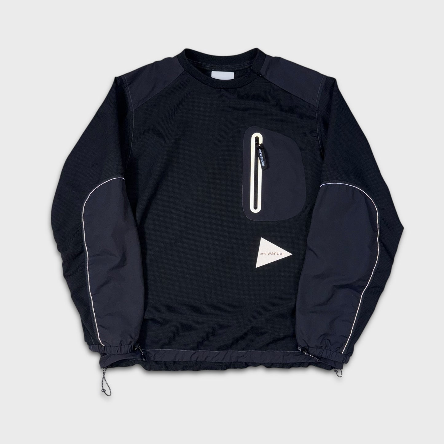 And Wander Black Reflective Nylon Crewneck M