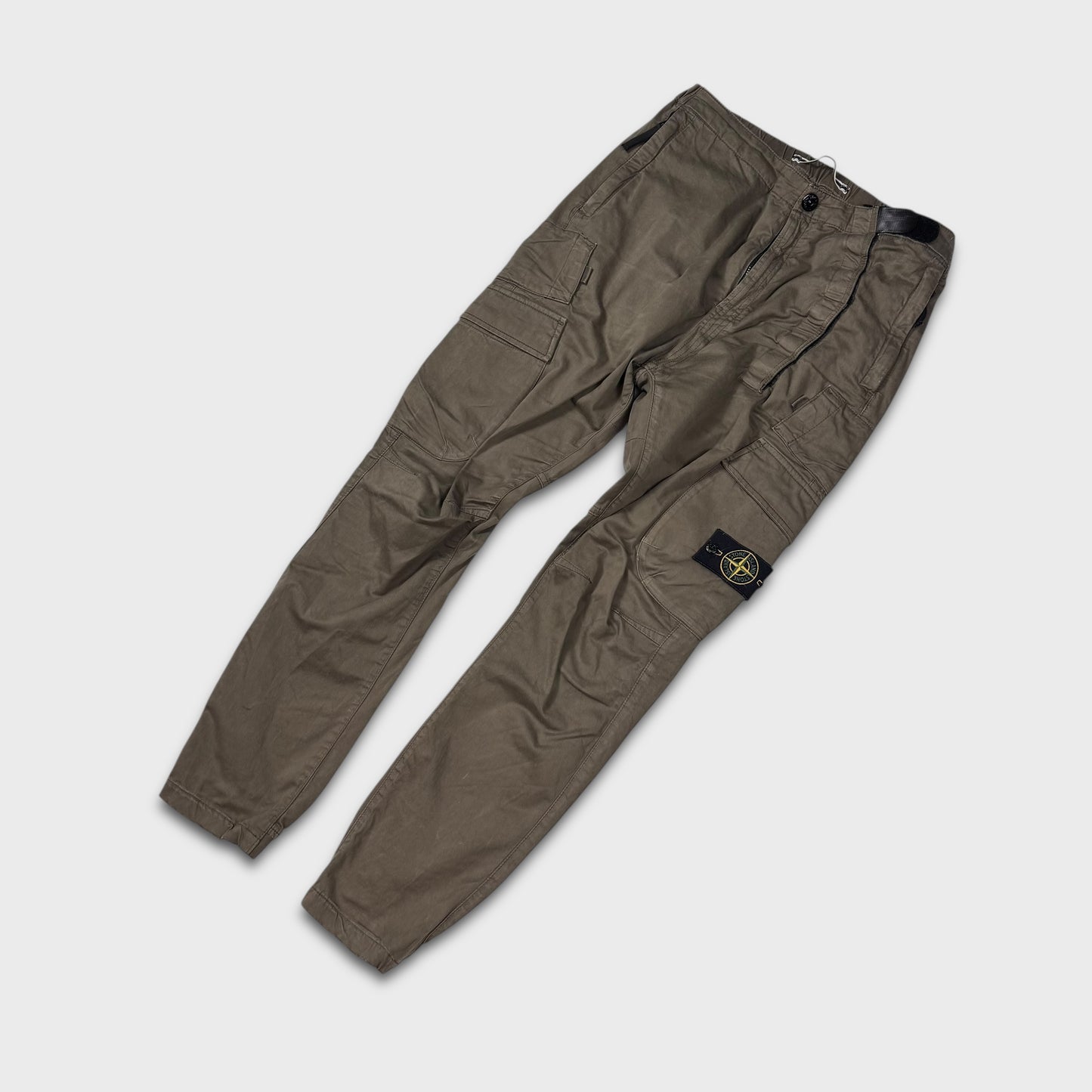 Stone Island Olive Cotton Cargo Pants W30