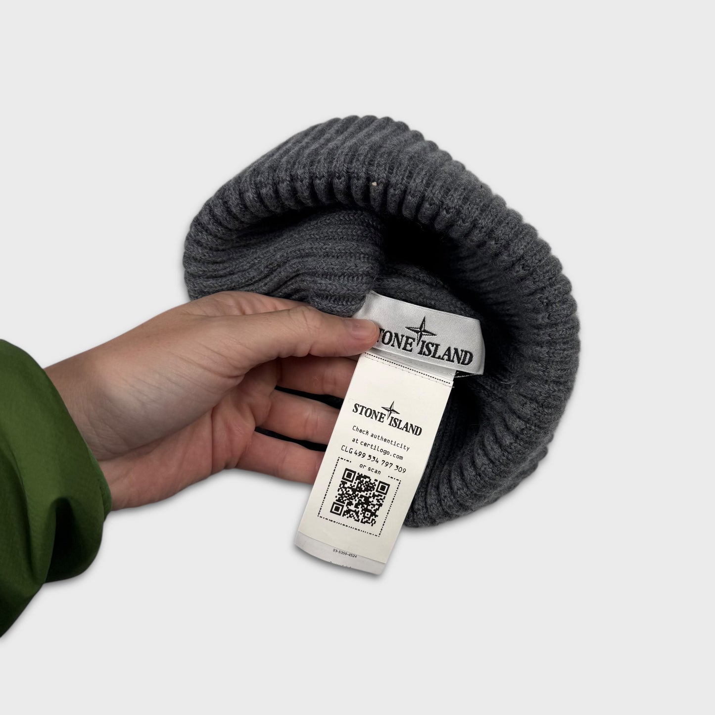 Stone Island Grey Chunky Compass Beanie S/M