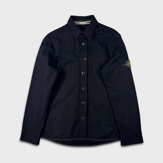 Stone Island Black Button Wool Overshirt L