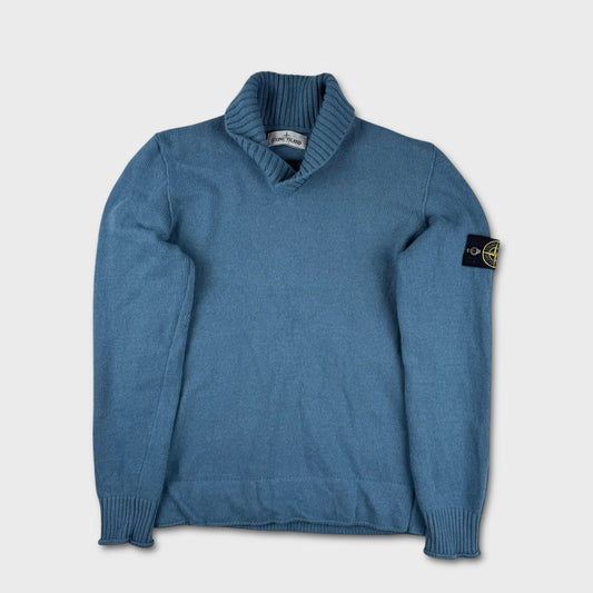 Stone Island Sky Blue Neck-Detail Knit M