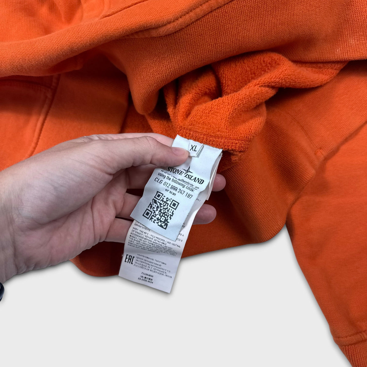 Stone Island Orange Pullover Hoodie XL