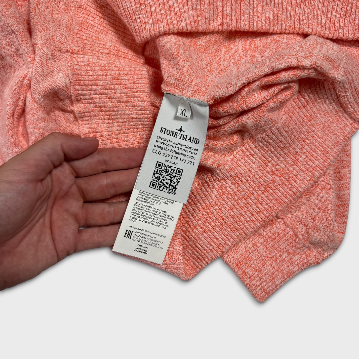 Stone Island Salmon Lightweight Knit XL