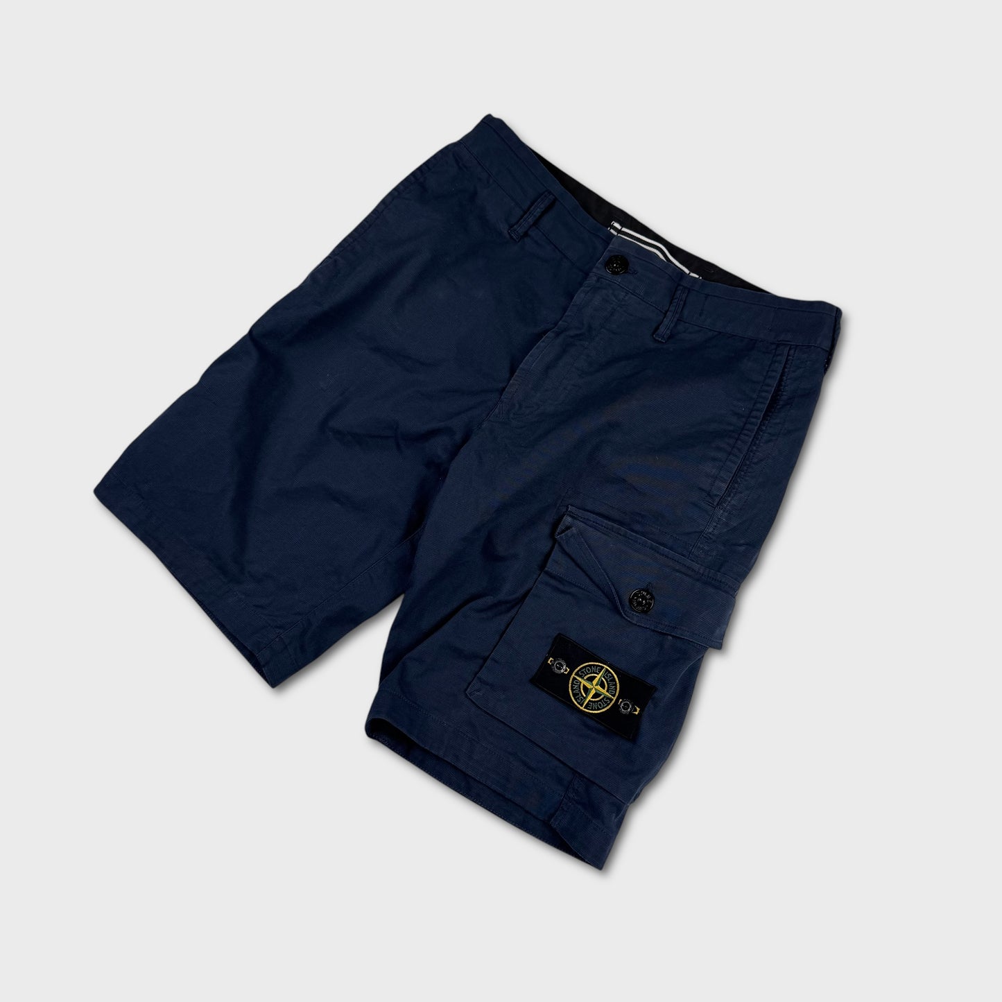 Stone Island Navy Tela Cargo Shorts W30