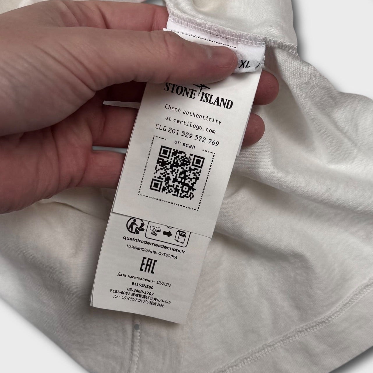 Stone Island White 3D Spellout T-Shirt XL