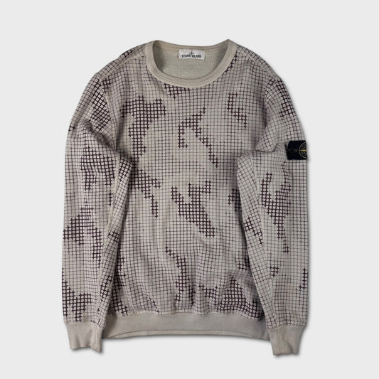 Stone Island Grid Camo Crewneck Sweatshirt M