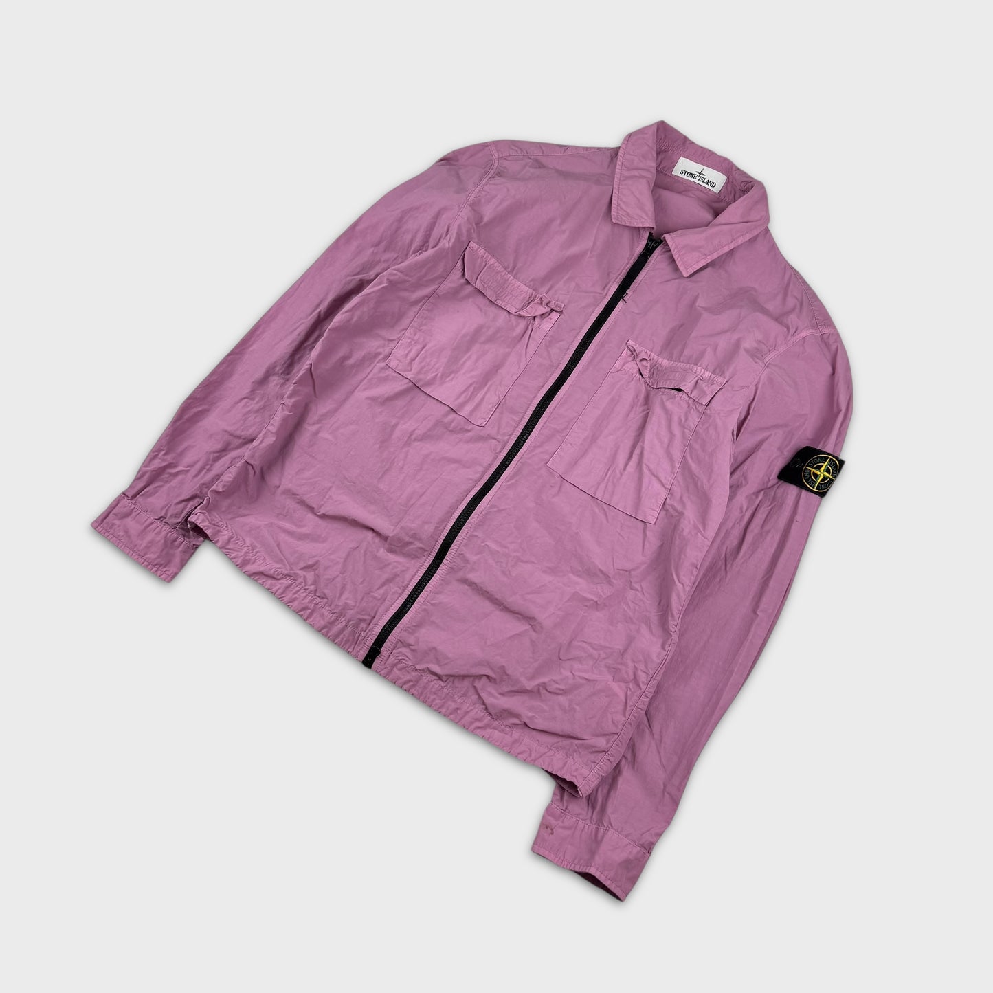 Stone Island Pink Tela Full Zip Overshirt L