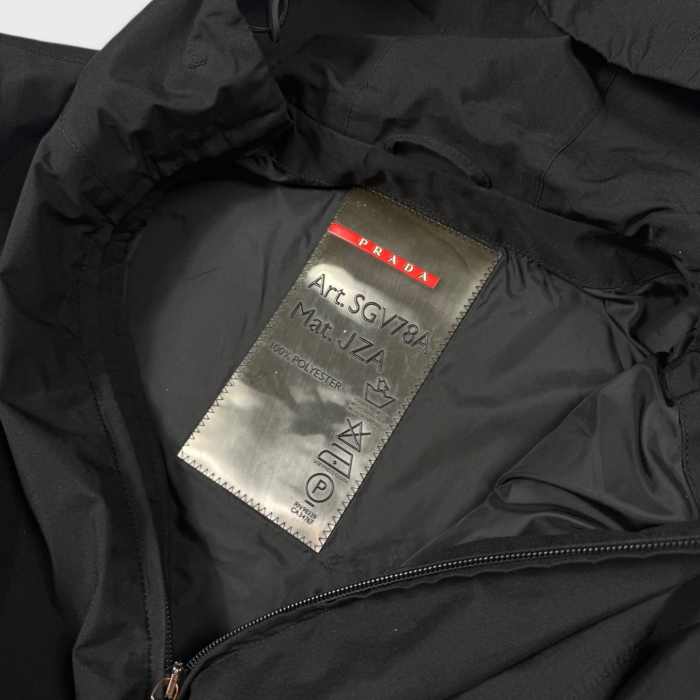 Prada Sport Black Mid-Length Parka Jacket L