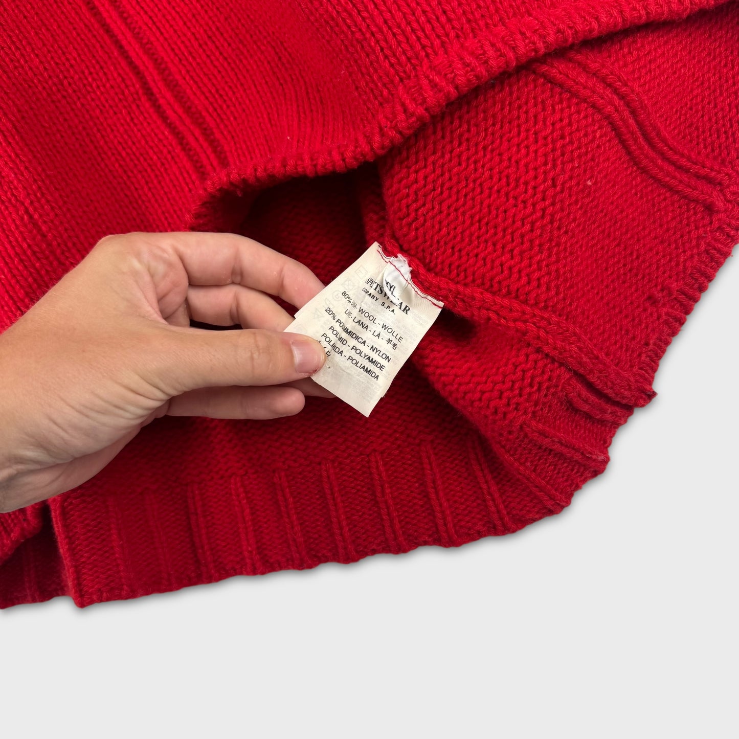 Stone Island Red 2000’s Chunky Knit XXL
