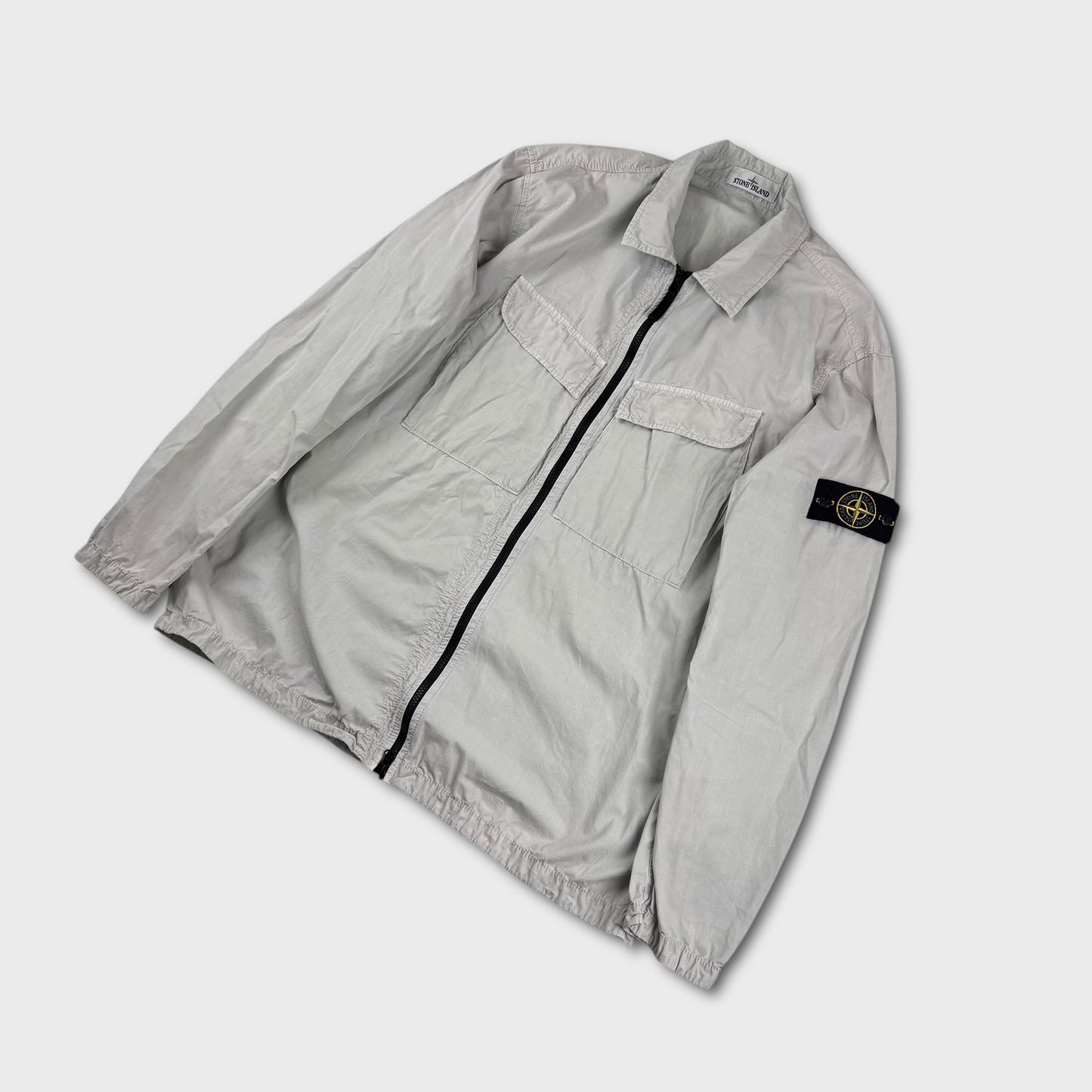 Stone Island Pale Grey Full Zip Overshirt 3XL