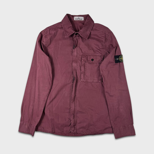Stone Island Burgundy Full Zip Overshirt Jacket L