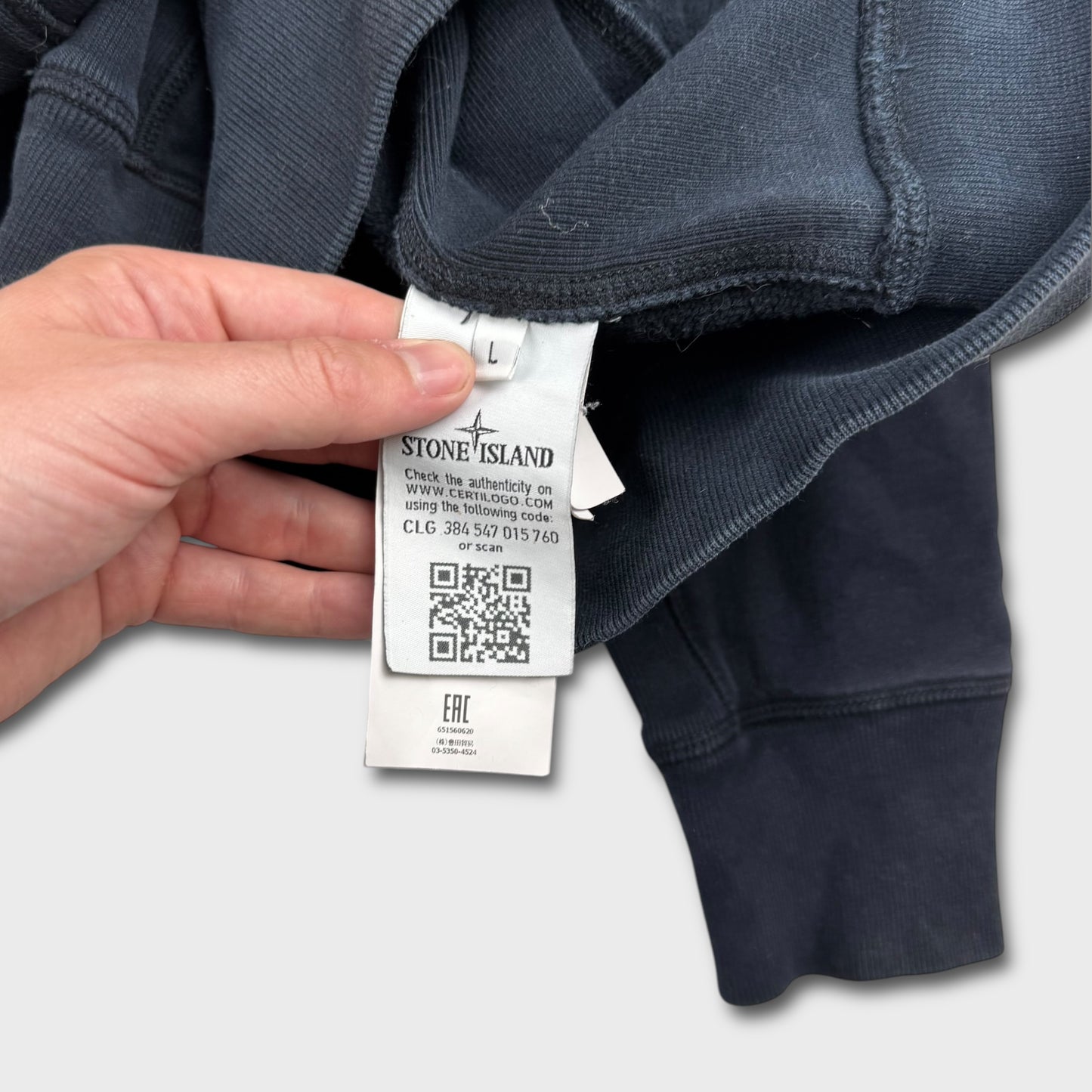 Stone Island Navy Full Zip Hoodie L