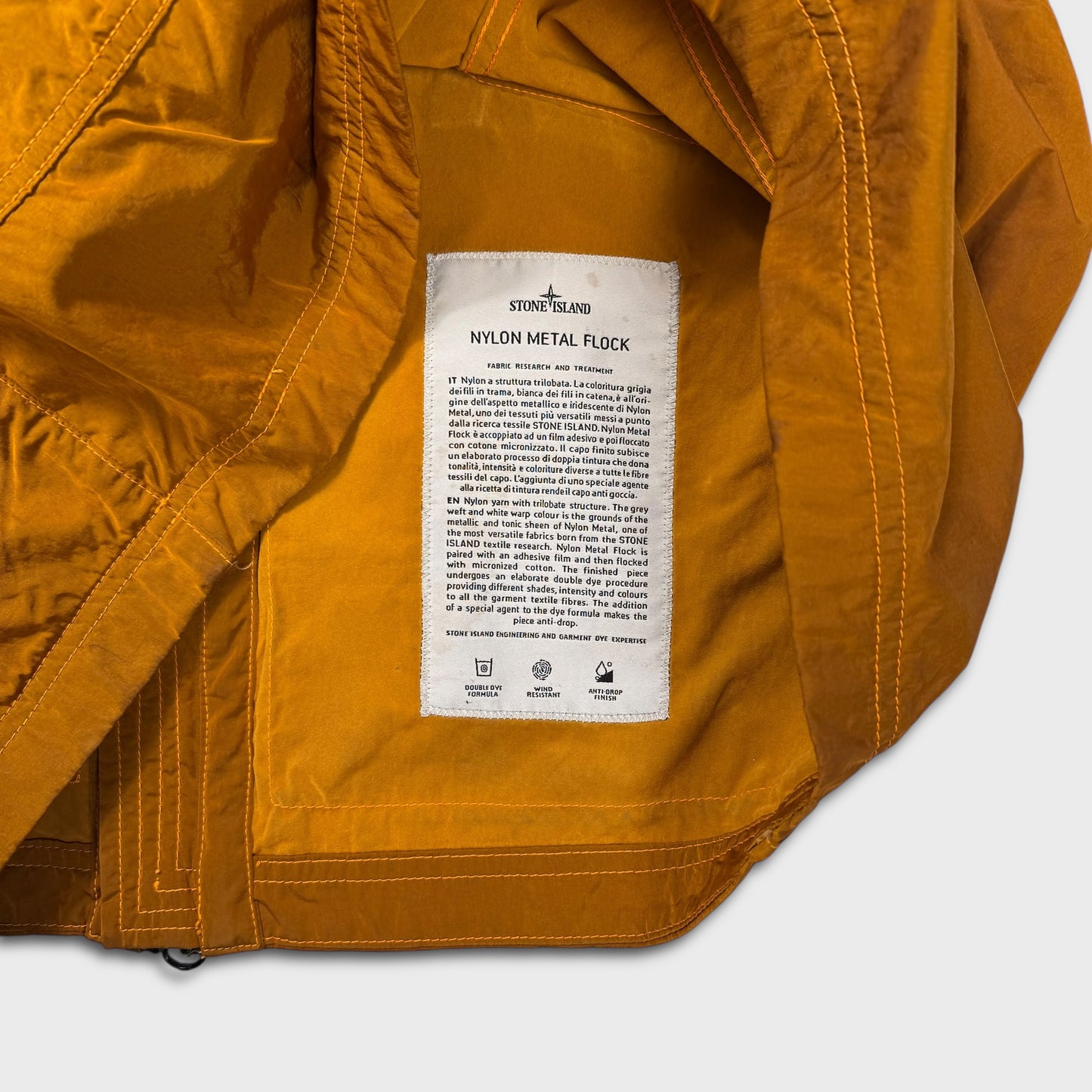 Stone Island Burnt Orange Nylon Metal Flock Jacket S