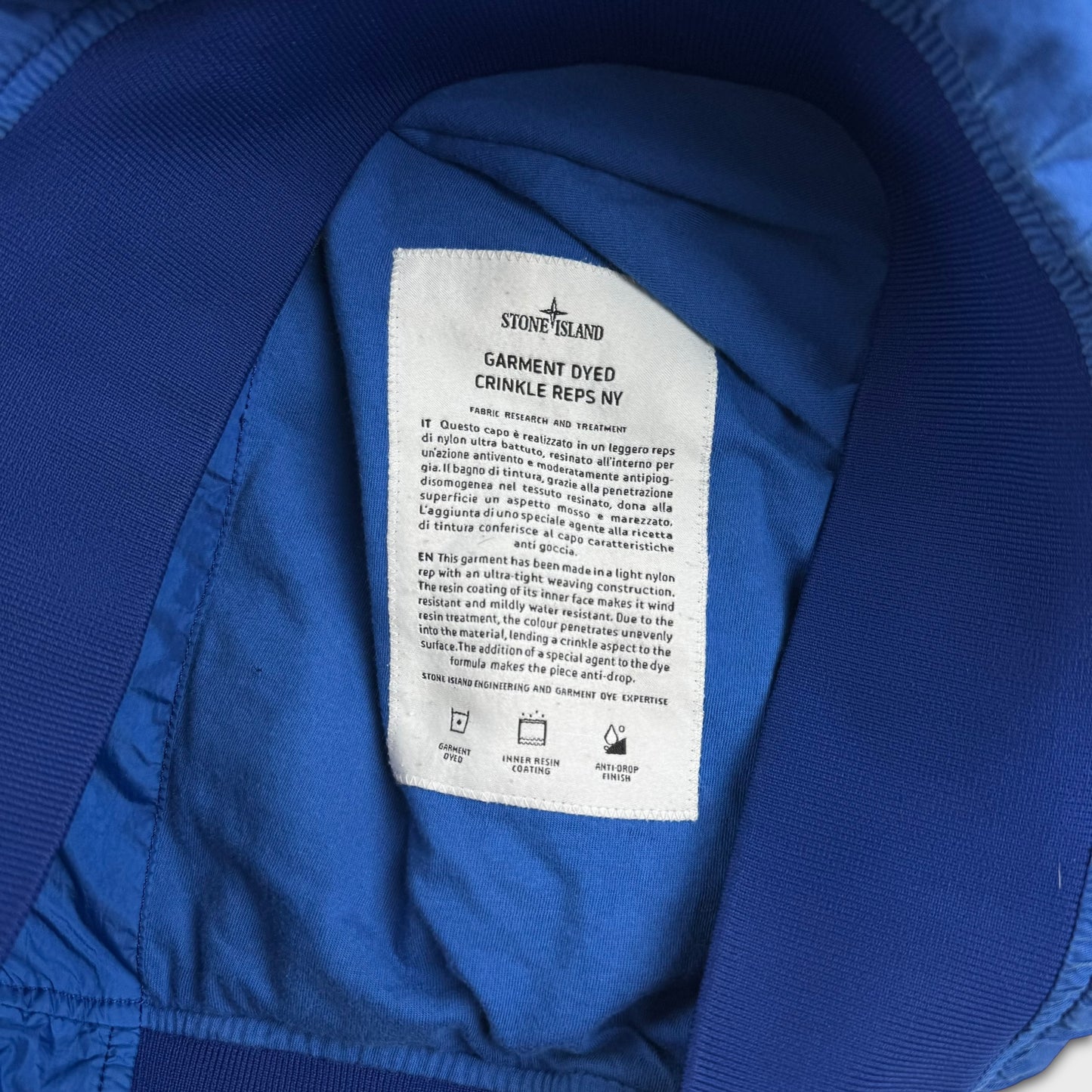 Stone Island Royal Blue Crinkle Reps Jacket M
