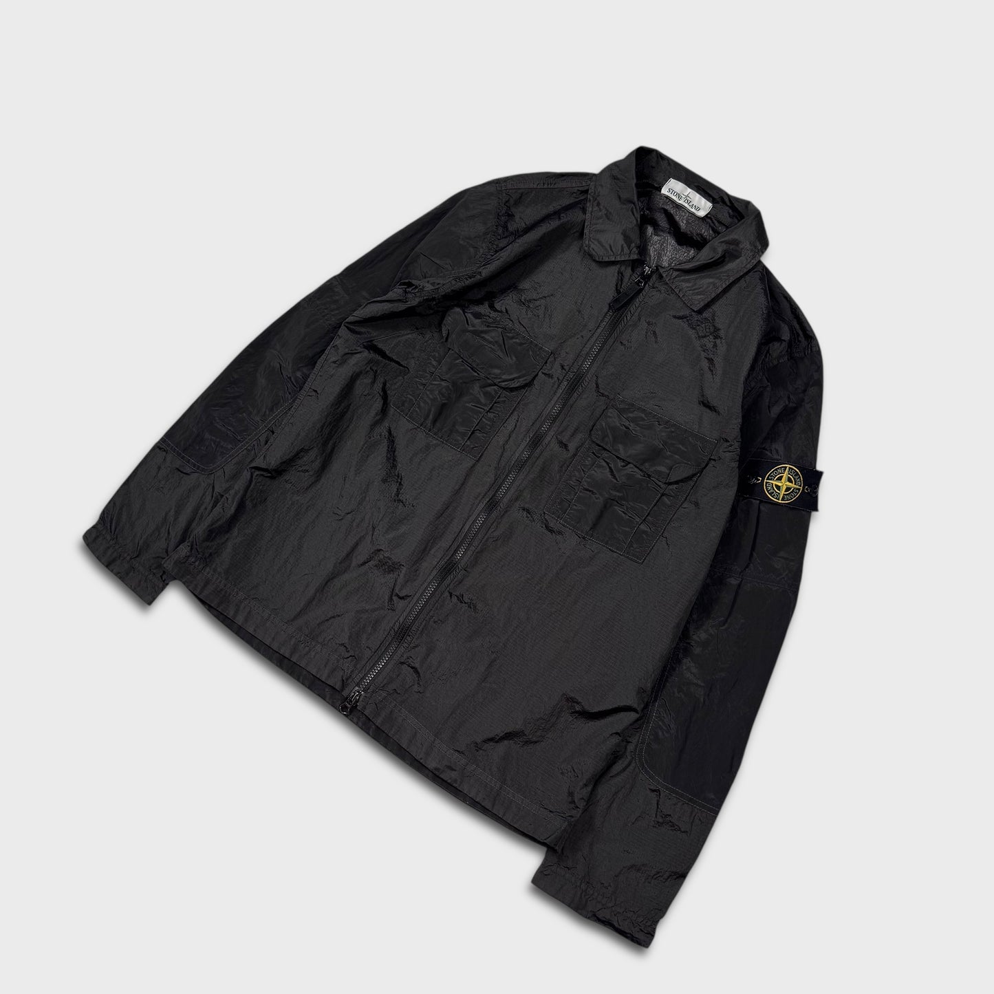 Stone Island Black Nylon Metal Ripstop Overshirt M