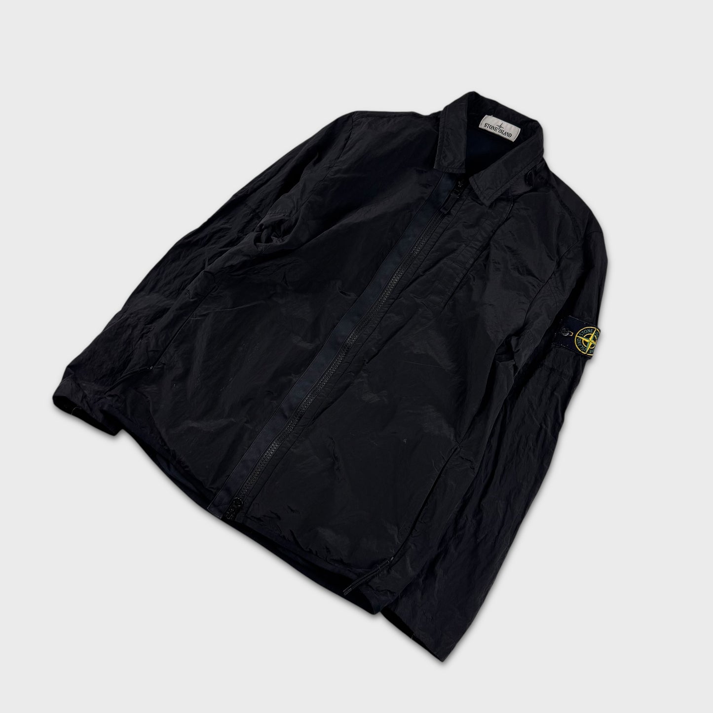 Stone Island Black Lined Nylon Metal Overshirt M