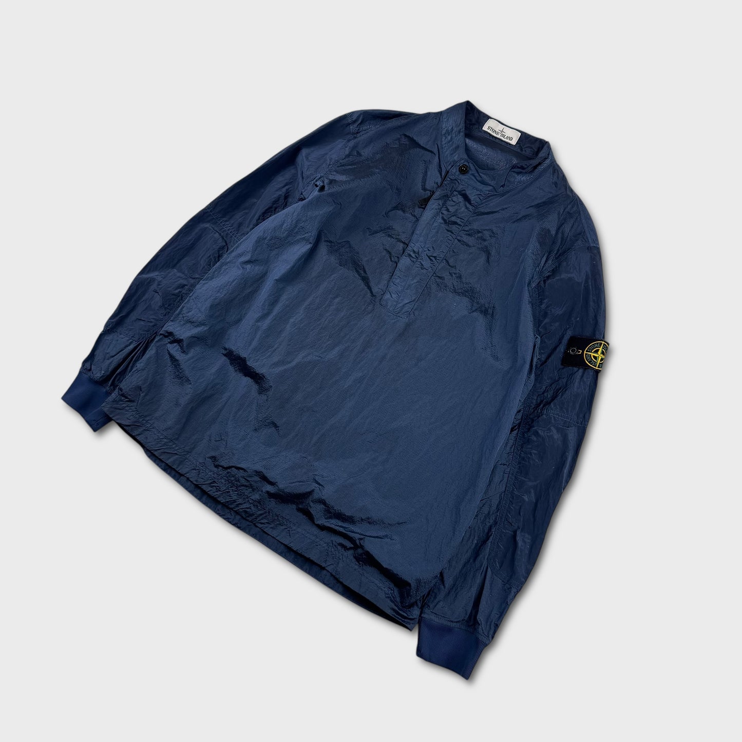 Stone Island Blue Nylon Metal Collarless Jacket L