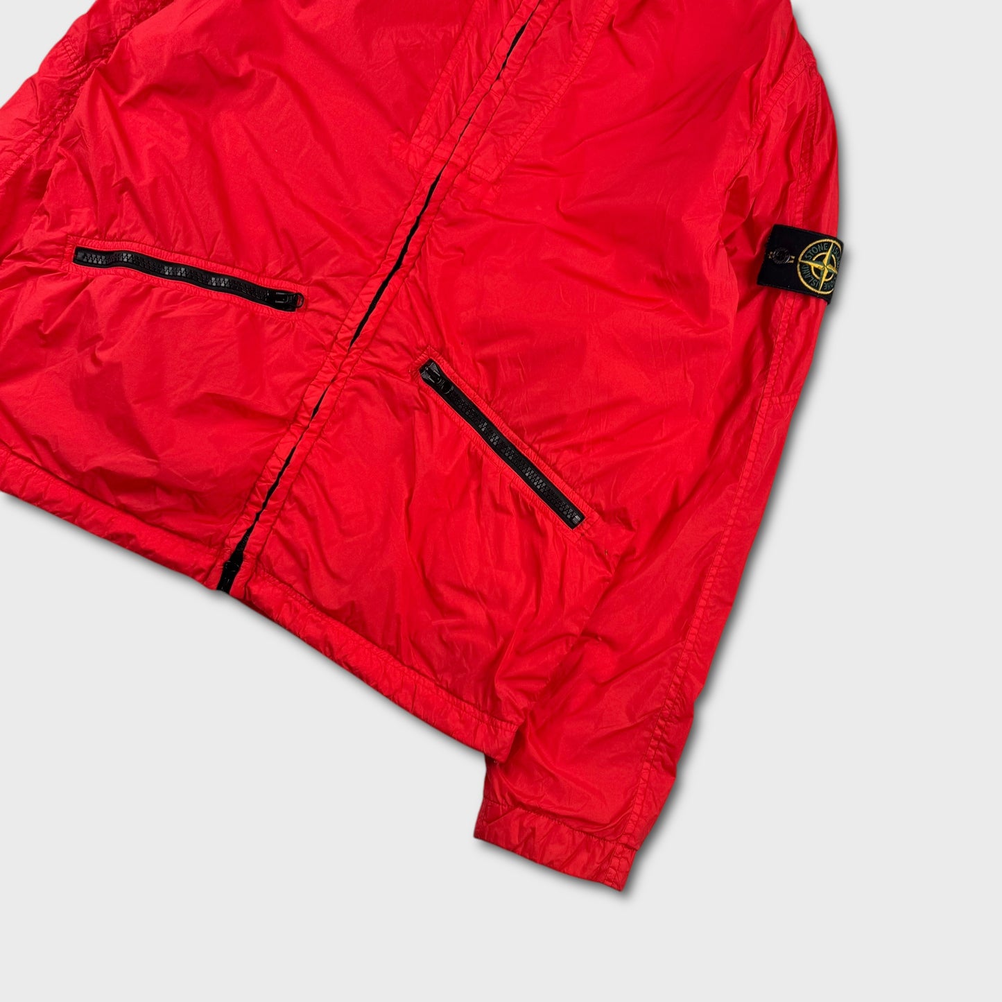 Stone Island Red Garment Dyed Crinkle Reps NY Jacket L