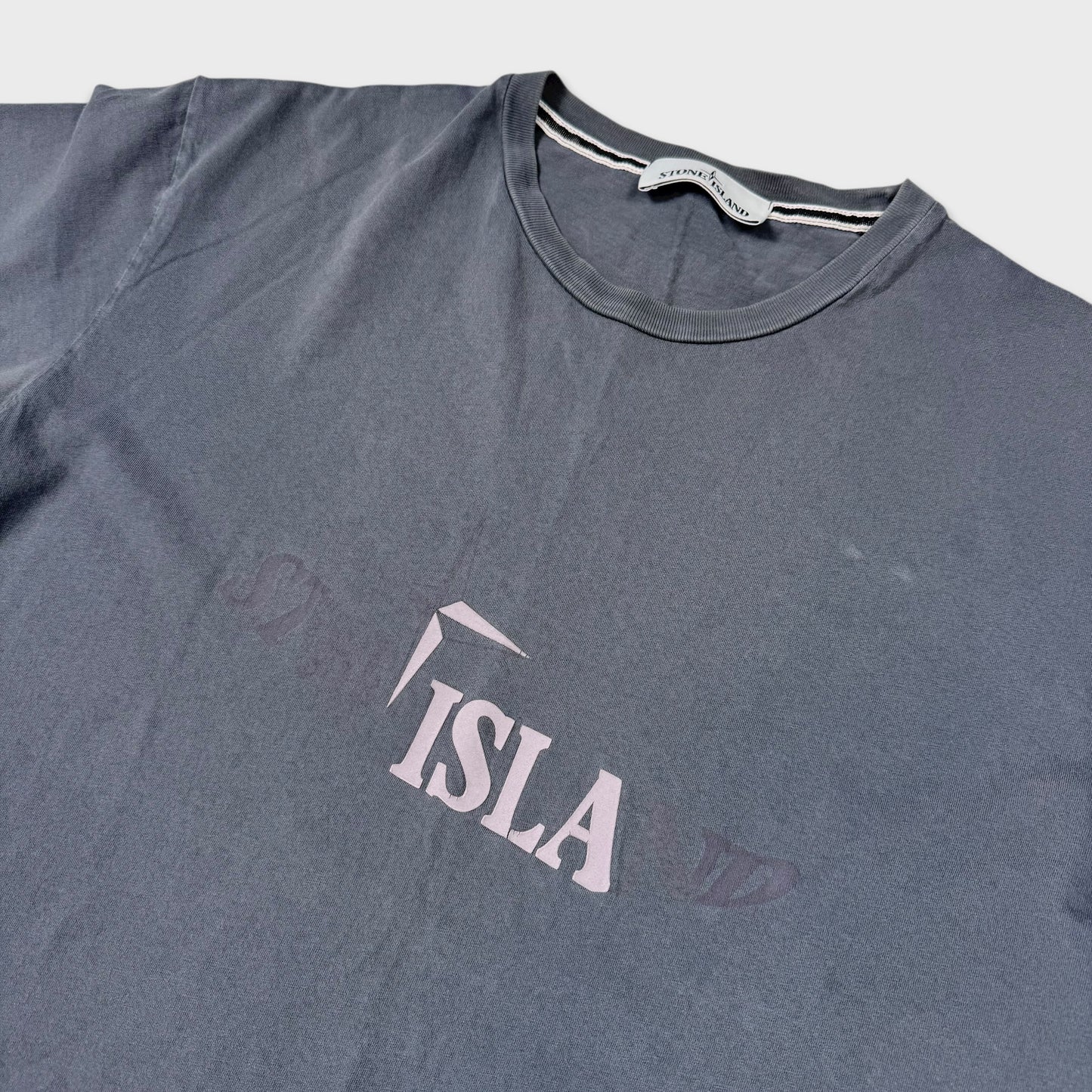 Stone Island Grey Graphic Logo T-Shirt L