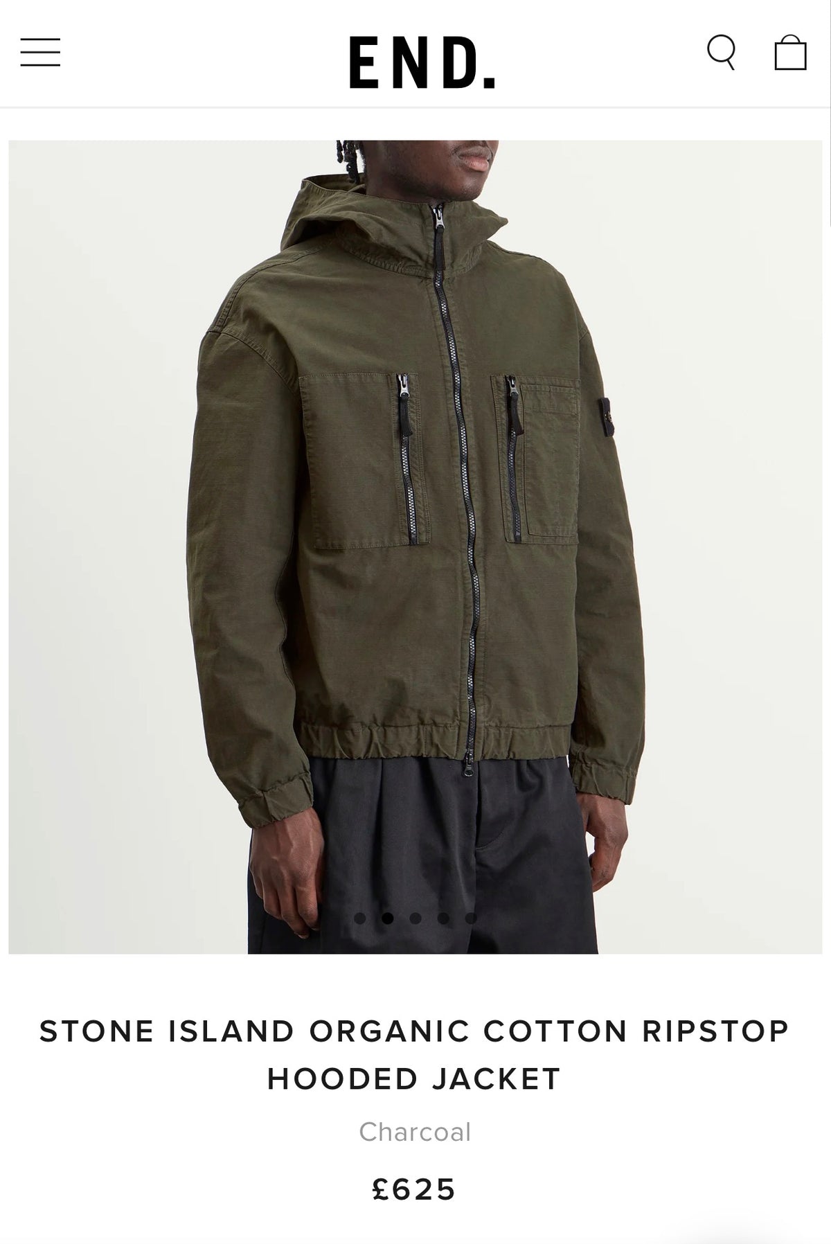 Stone Island Organic Cotton Ripstop Hooded Jacket XL NEW