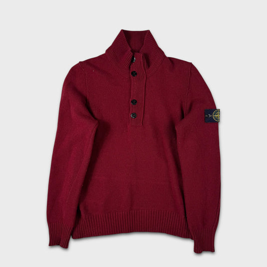 Stone Island Cherry Red 1/4 Button Jumper M