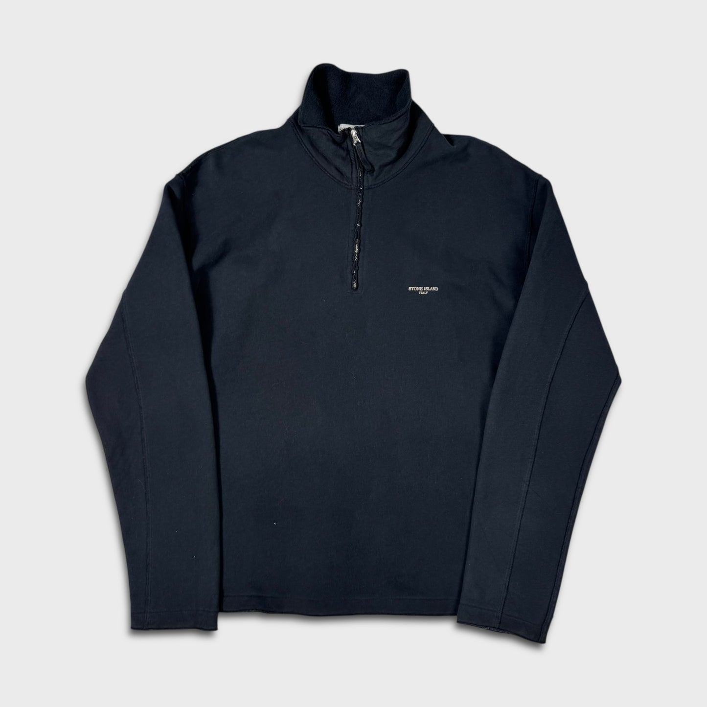 Stone Island 2001 Spellout Quarter Zip Sweatshirt L