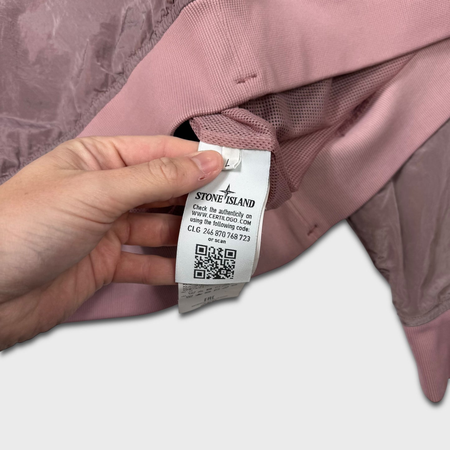 Stone Island Pink Nylon Metal Crewneck L