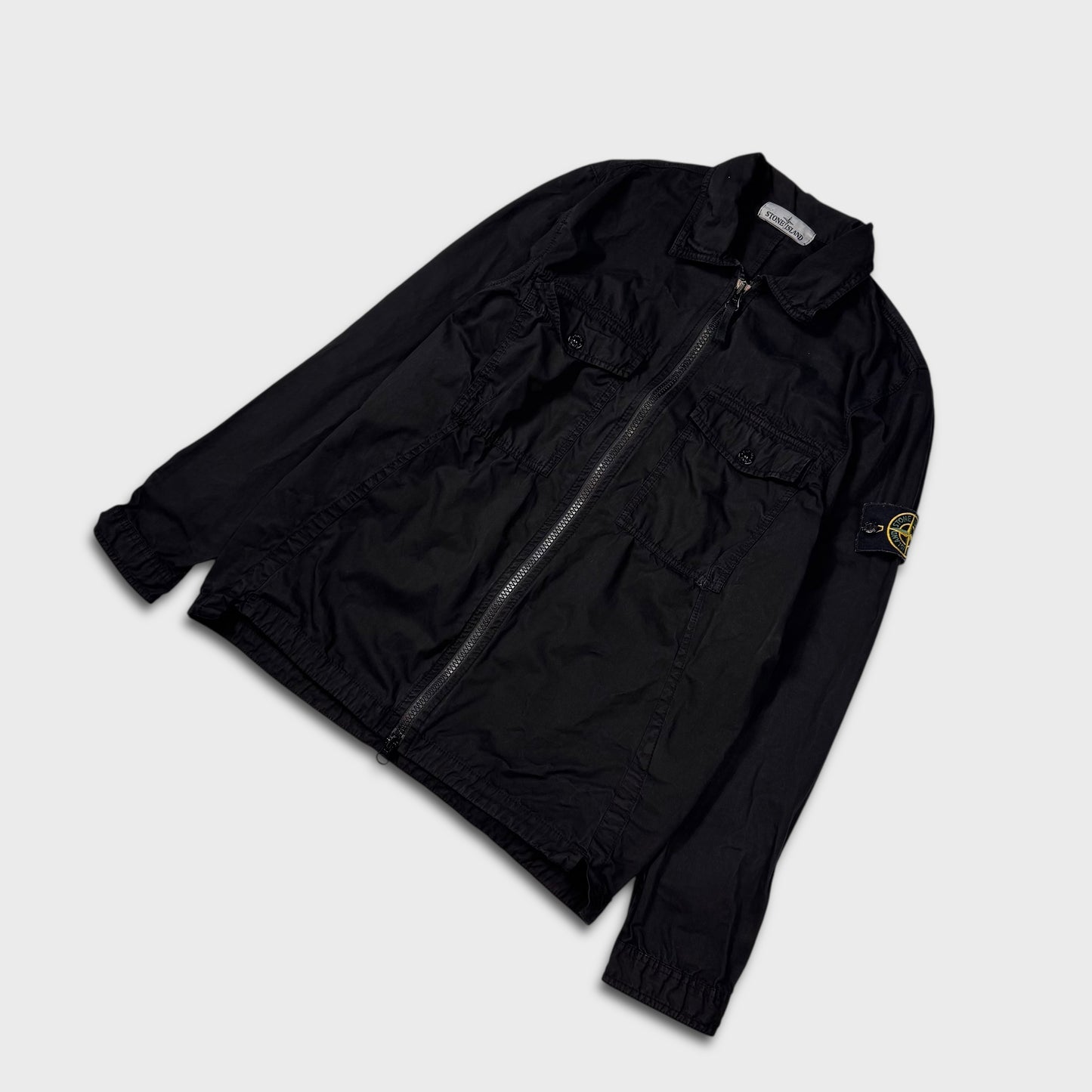 Stone Island Jet Black Full Zip Overshirt M
