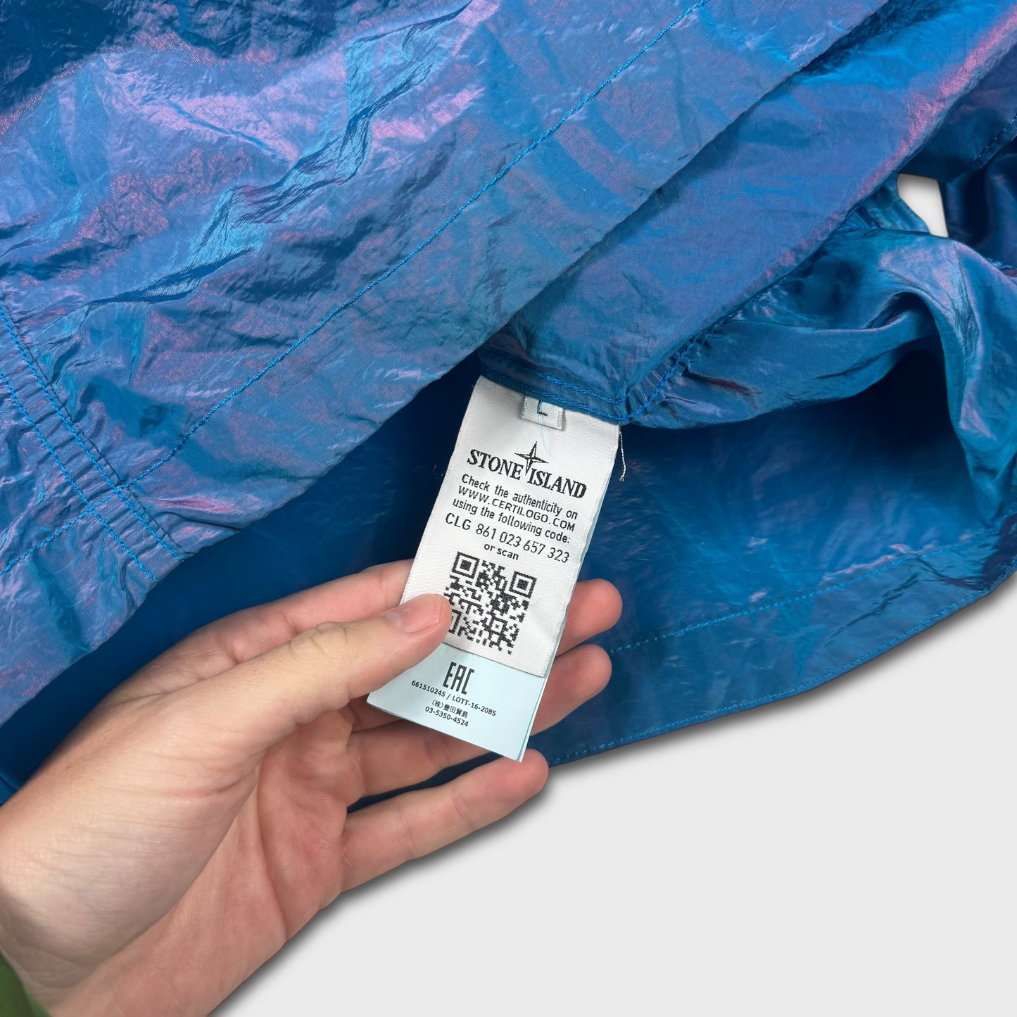 Stone Island Pink / Blue Nylon Metal Weft Overshirt L