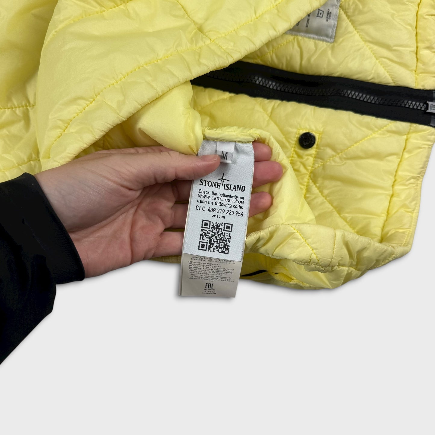 Stone Island Pale Yellow Quilted Micro Yarn Jacket M
