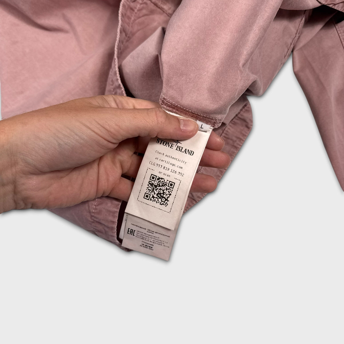 Stone Island Pink Full Zip Overshirt L