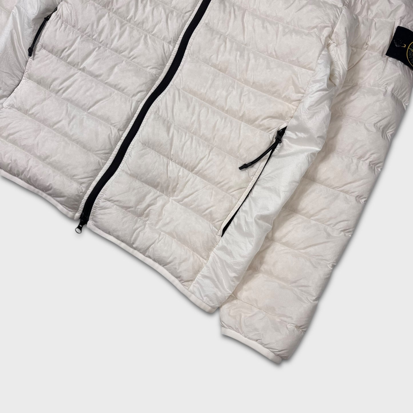 Stone Island White Loom Woven Chambers R-Nylon Down-TC Jacket L