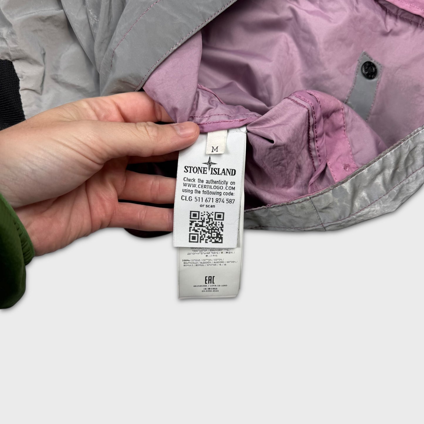 Stone Island Pink Plated Reflective Jacket M