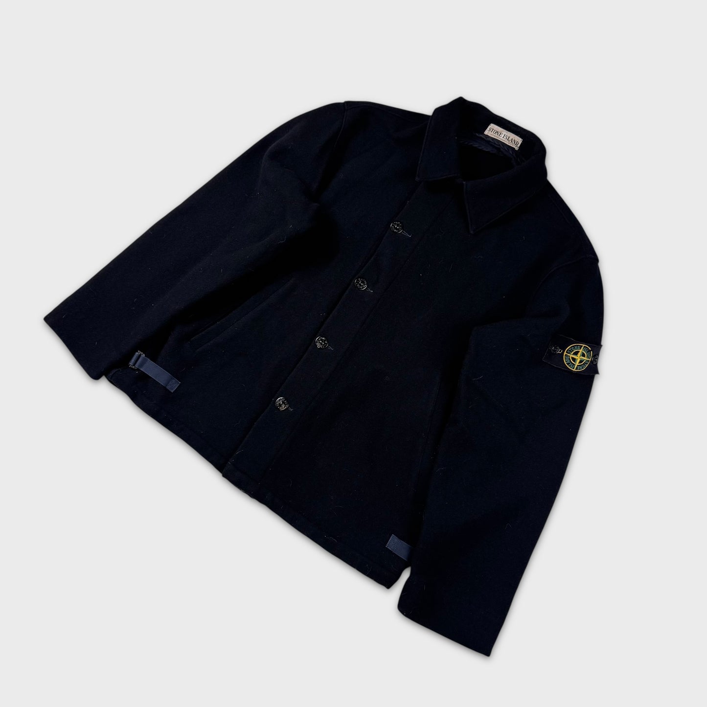 Stone Island Navy Woolen Button Jacket M
