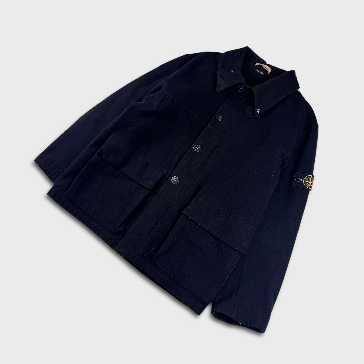 Stone Island 2000’s Navy Woolen Peacoat Jacket L