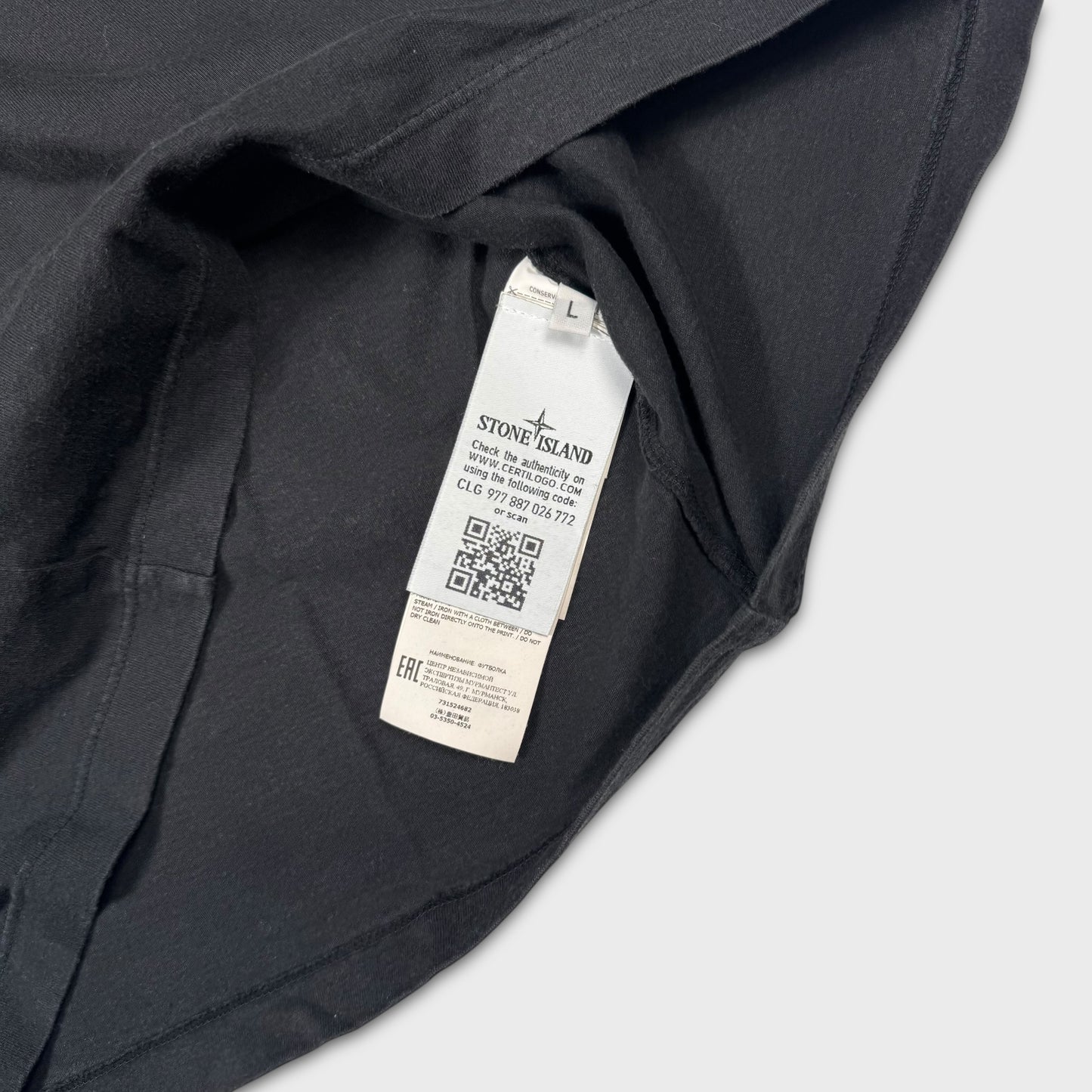 Stone Island Black Graphic Logo T-Shirt L