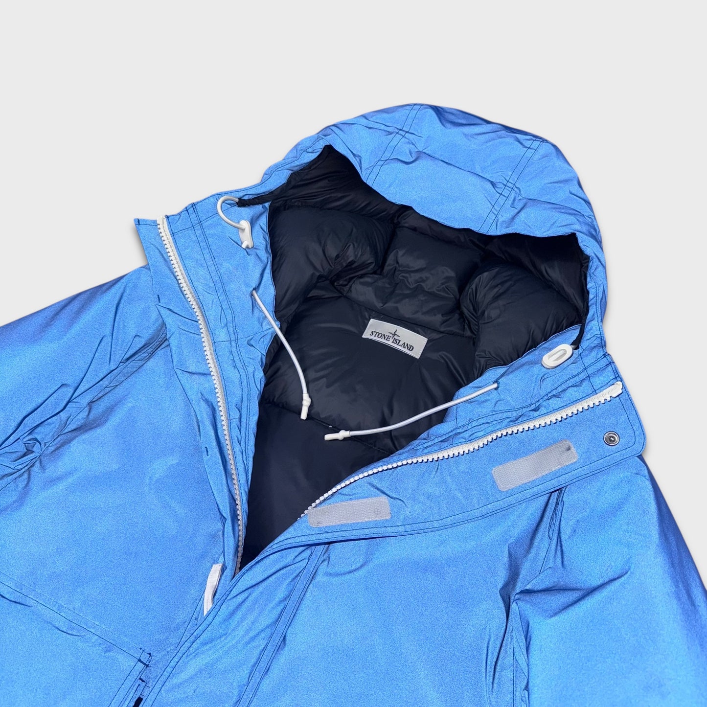 Stone Island Panno Resinato Plated Reflective Marina Down Jacket S