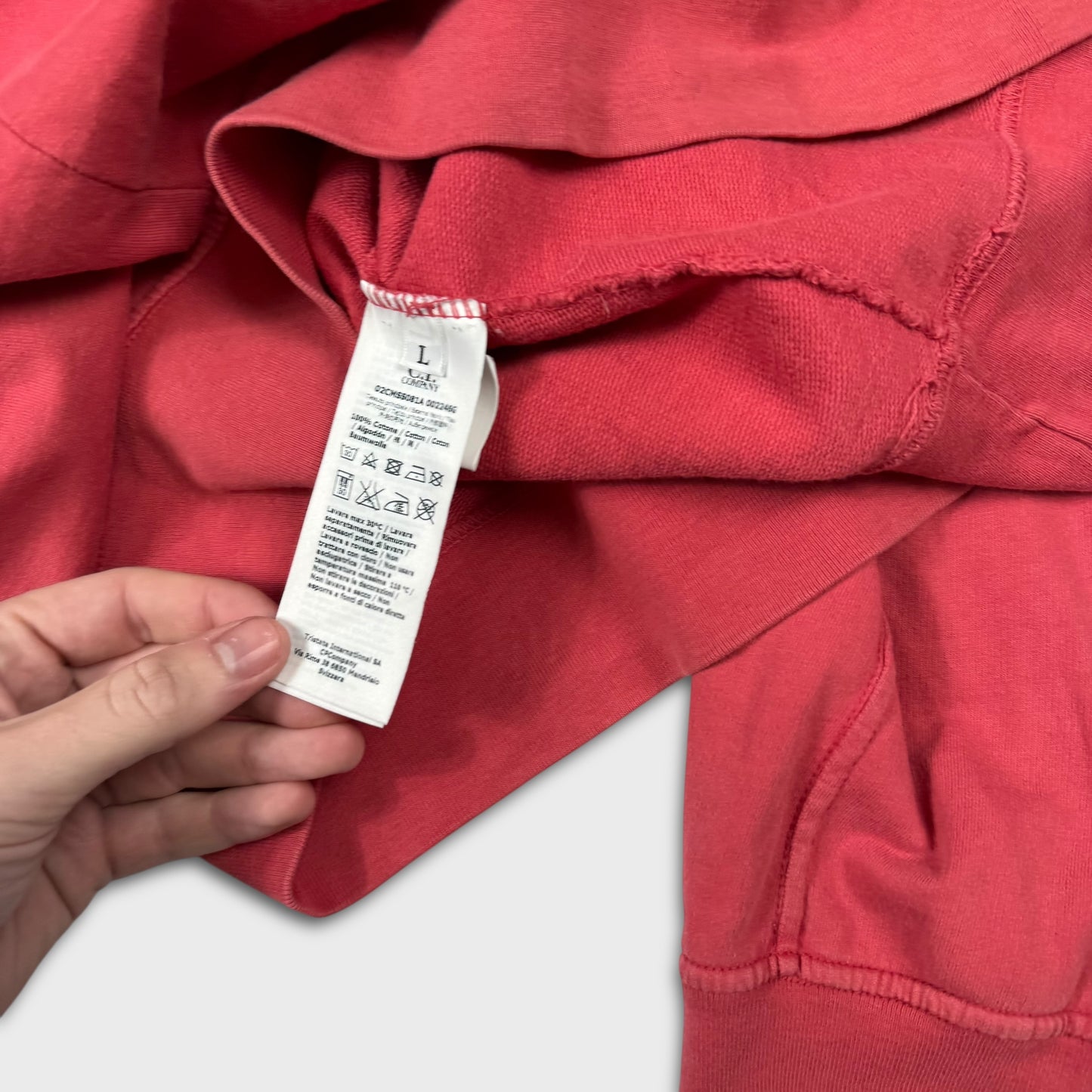 CP Company Red Lens Quarter Zip Sweatshirt L
