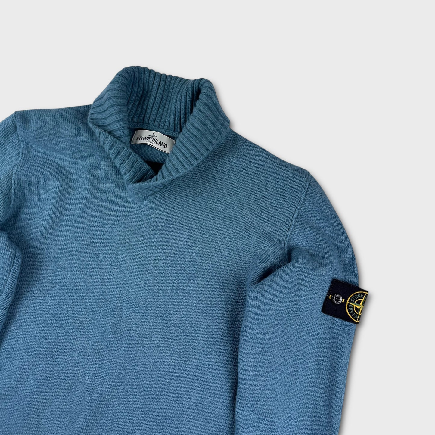 Stone Island Sky Blue Neck-Detail Knit M