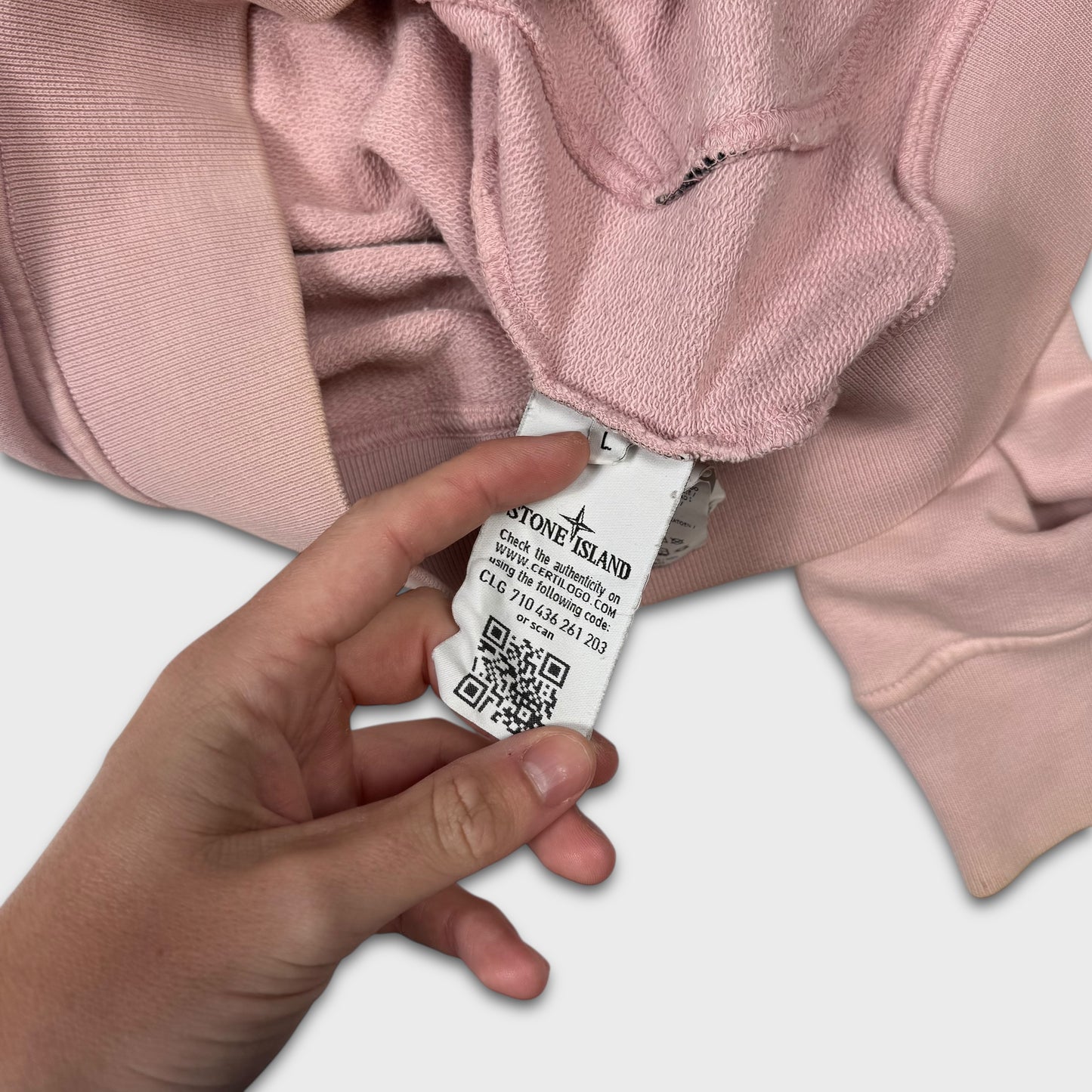 Stone Island Dusty Pink Zip Hoodie L