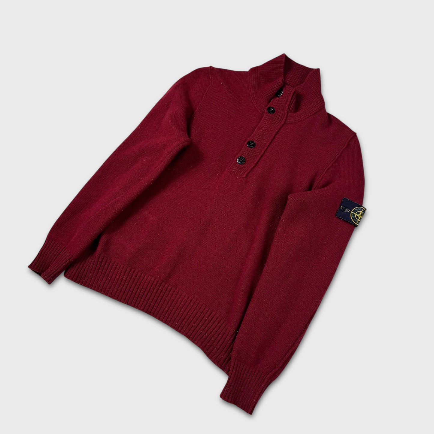 Stone Island Cherry Red 1/4 Button Jumper M