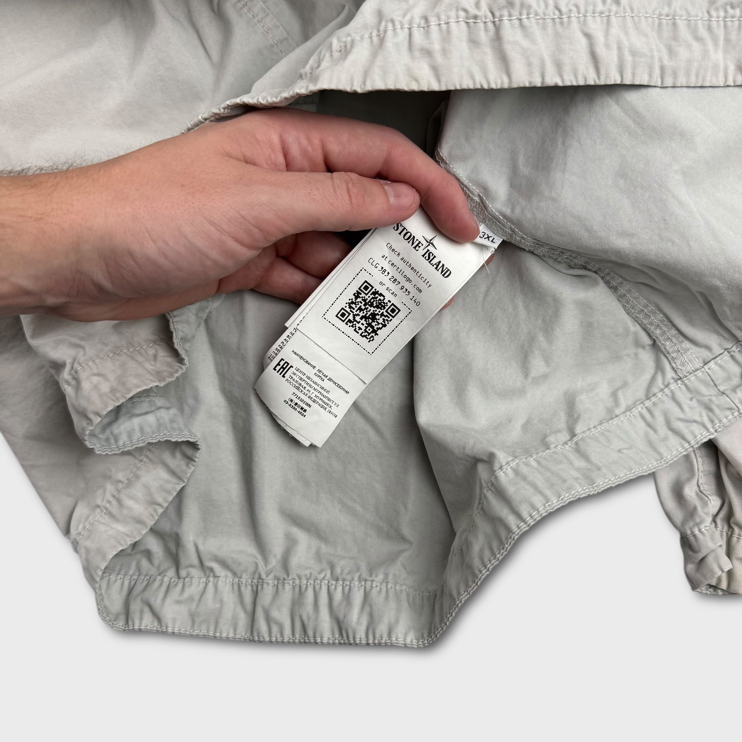 Stone Island Pale Grey Full Zip Overshirt 3XL