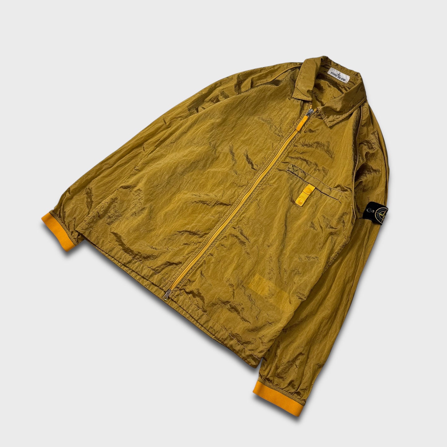 Stone Island Yellow Nylon Metal Overshirt Jacket L