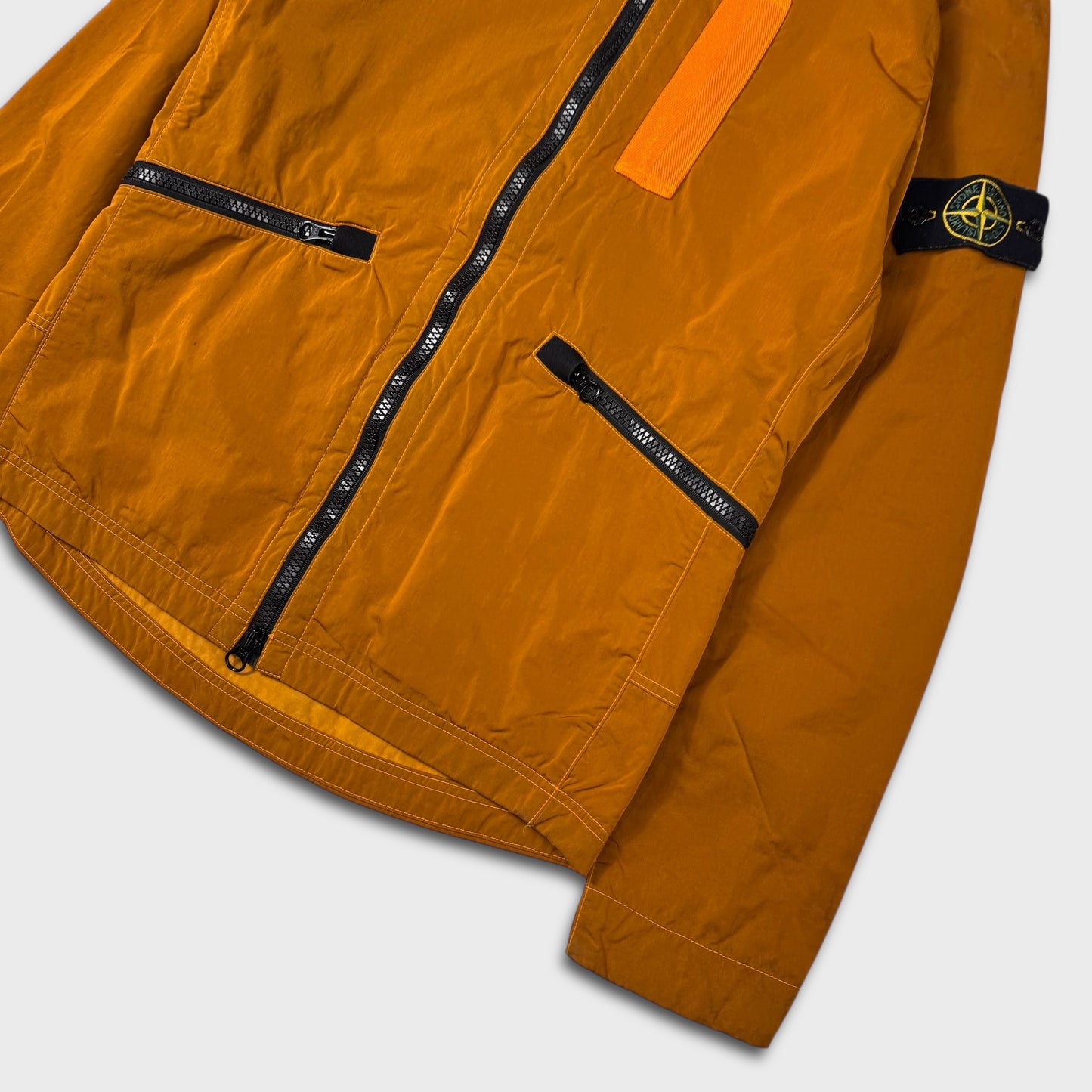 Stone Island Burnt Orange Nylon Metal Flock Jacket S