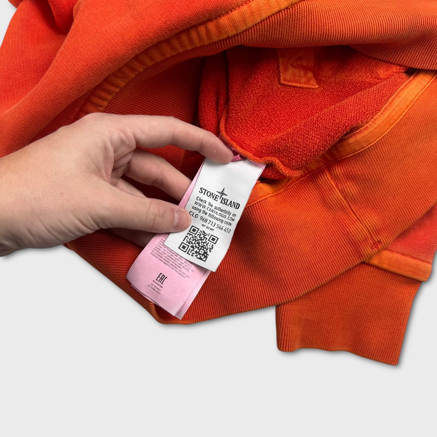 Stone Island Fire Orange Pocket Crewneck L
