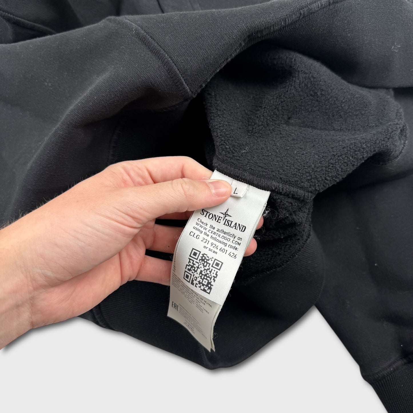 Stone Island Black Pullover Hoodie L