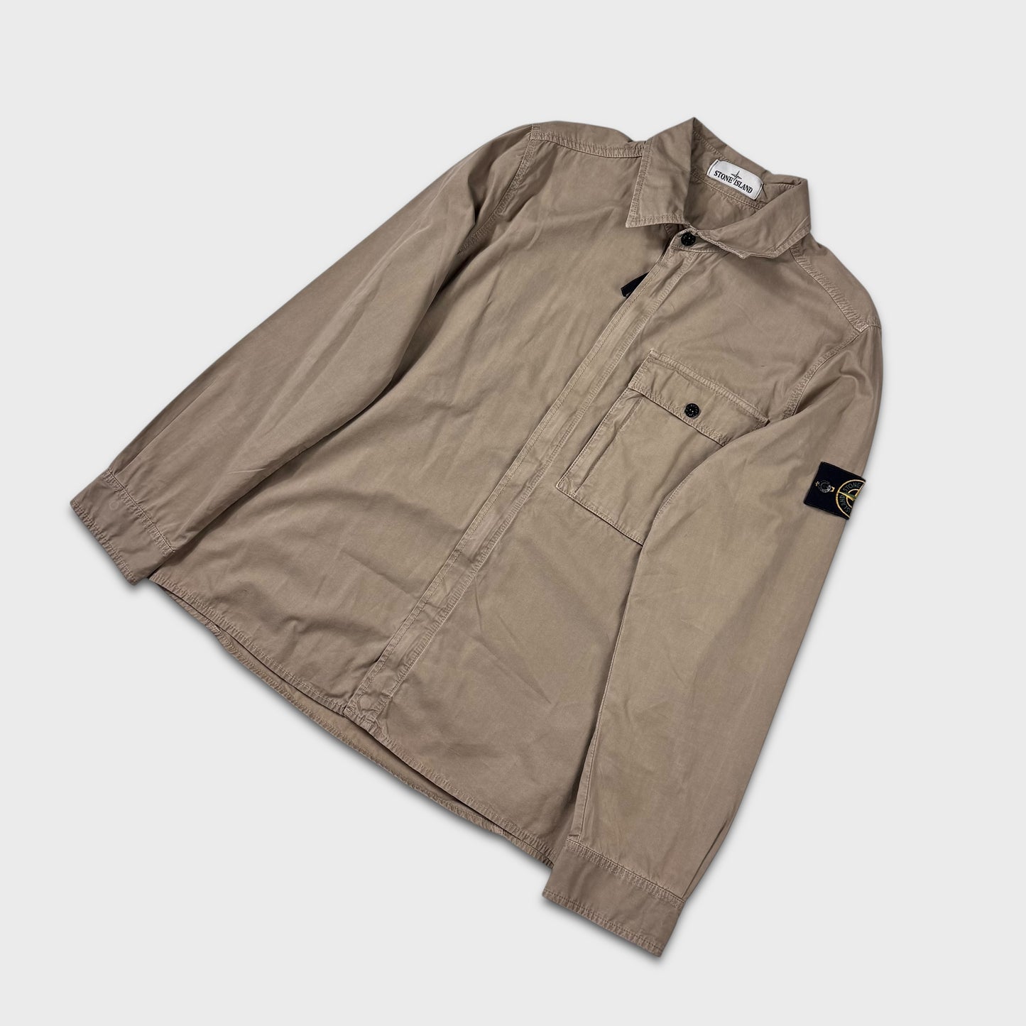 Stone Island Beige Full Zip Overshirt Jacket L