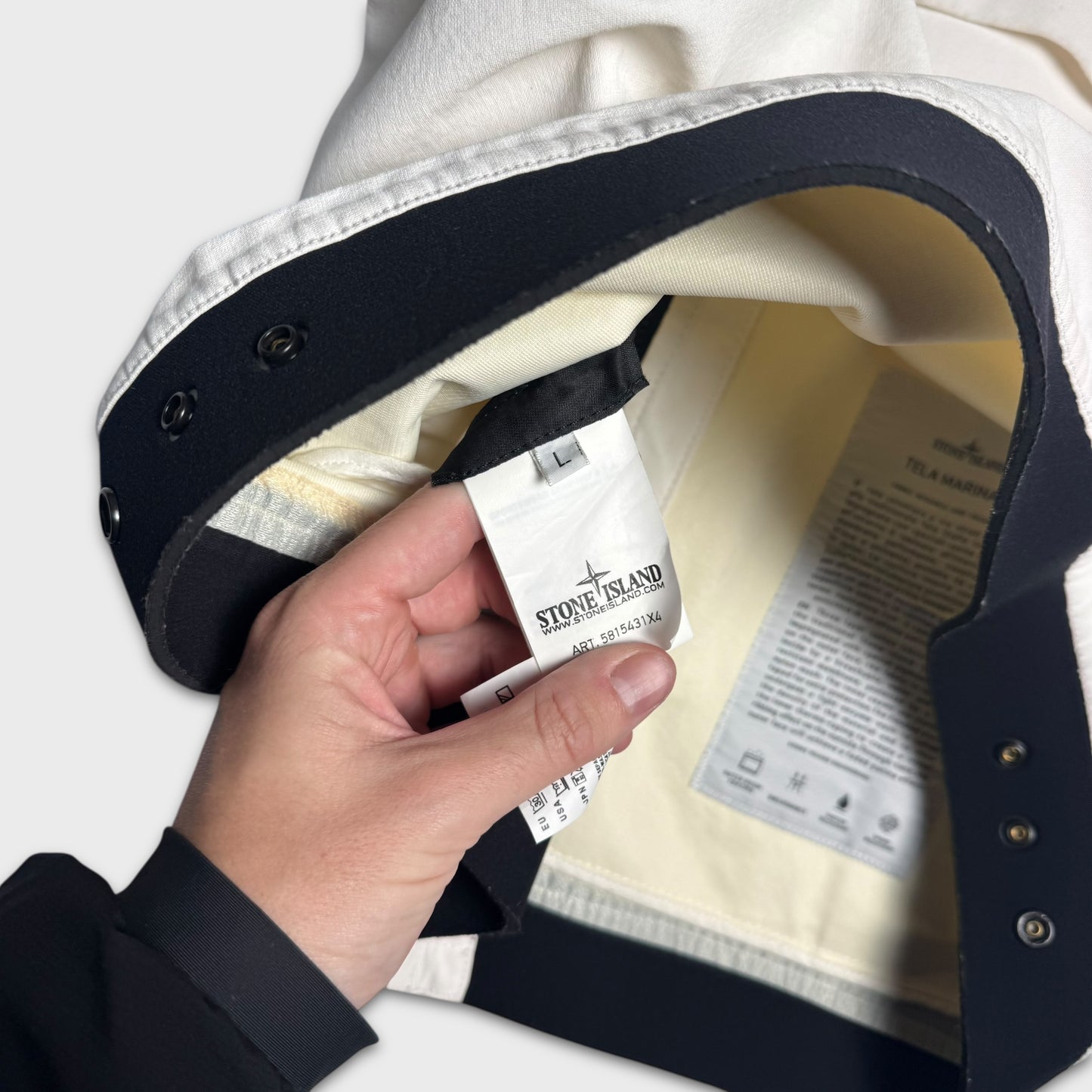 Stone Island White Tela Marina-R Glow Jacket L