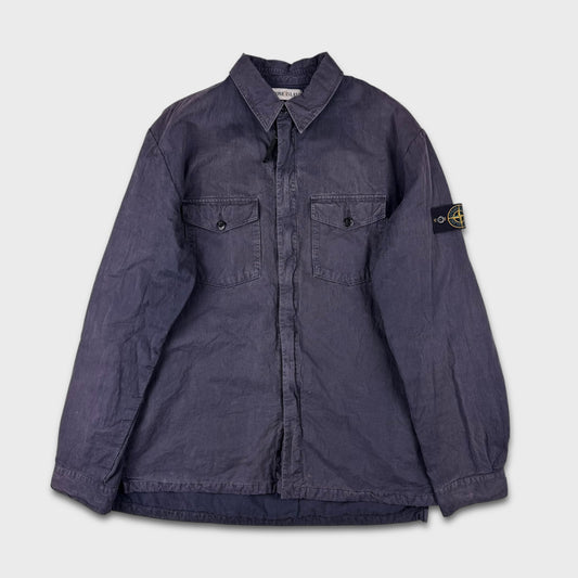Stone Island Washed Navy Zip Overshirt XXL